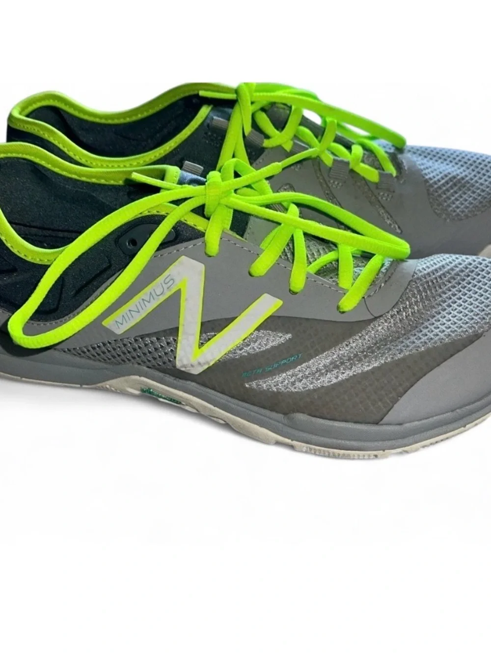 New Balance Gray Athletic Shoes with Neon Green Accents